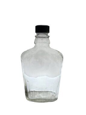 Clear Glass Bottle With Black Screw Cap For Storage Multi Purpose Container
